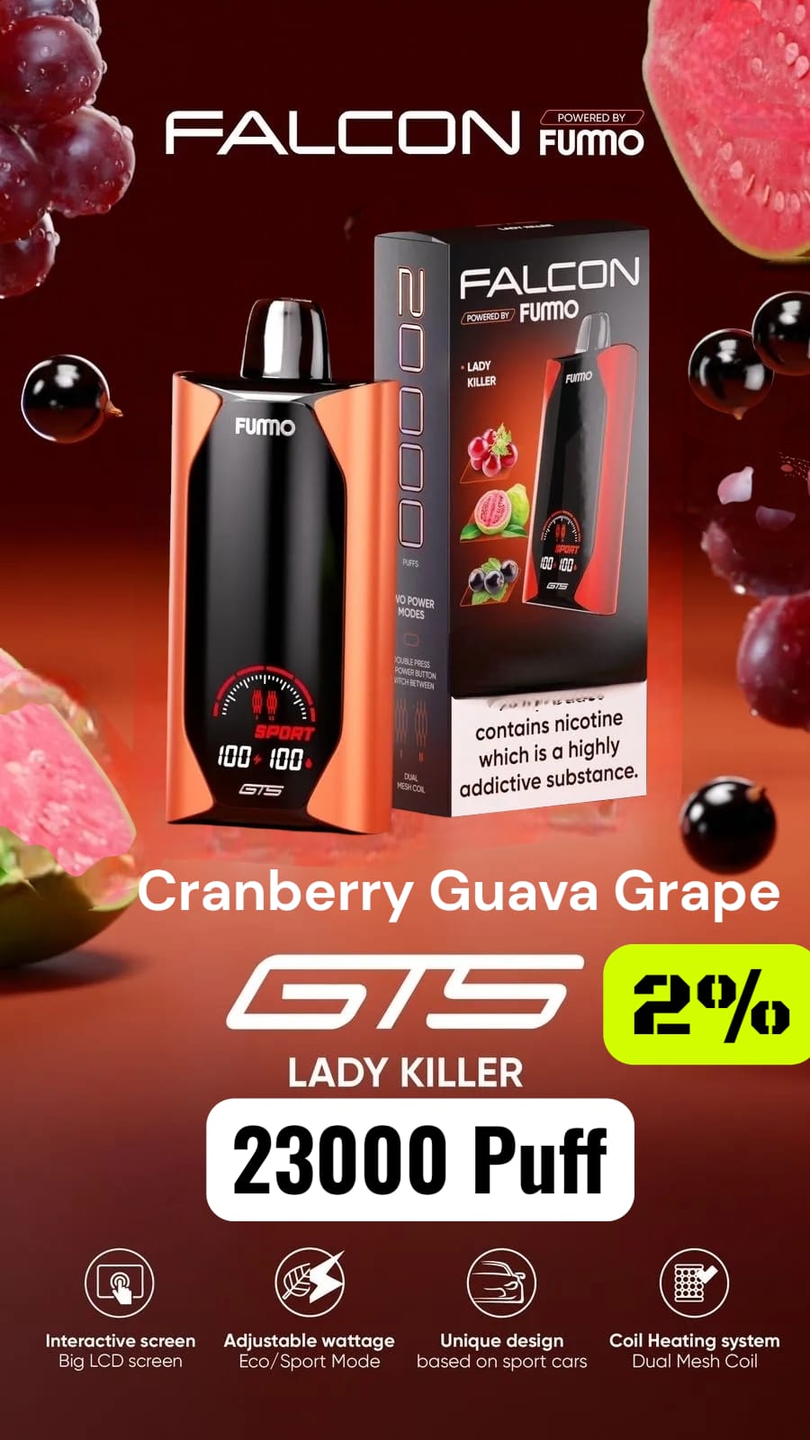 Fuumo Falcon GTS 23000 puff 2% nicotine Original Russian ProductFuumo Falcon GTS 23000 puff 2% nicotine Original Russian Product